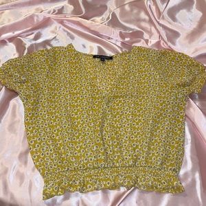 Yellow v-neck blouse